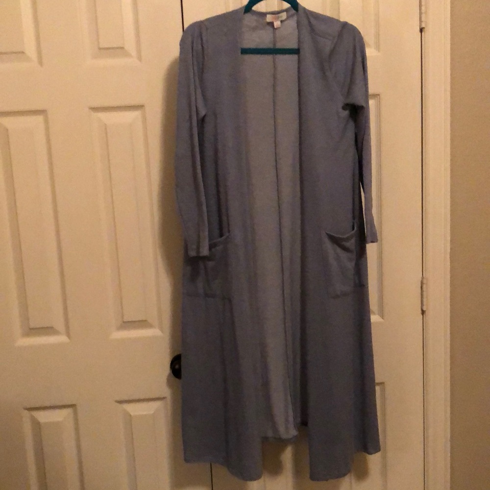 Grey blue long light sweater cover up